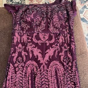 Mulberry colored evening gown size 12 petite with mulberry satin sashe for belt
